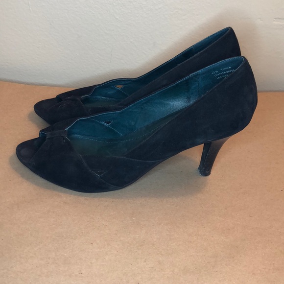 Pink Studio Peep Toe Suede Pumps - Picture 2 of 3